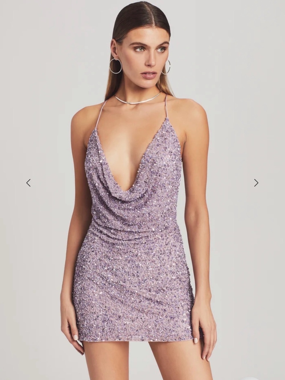 Retrofete Mich Draped Embellished Sequin Mini Dress Purple Lavender